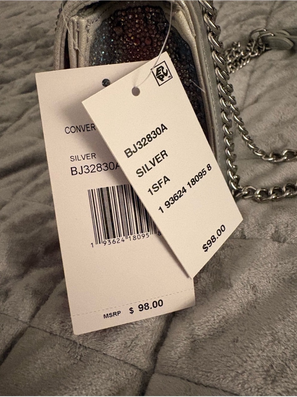 Betsey Johnson Silver Crystal-Embellished Shoulder Bag - Picture 5 of 5